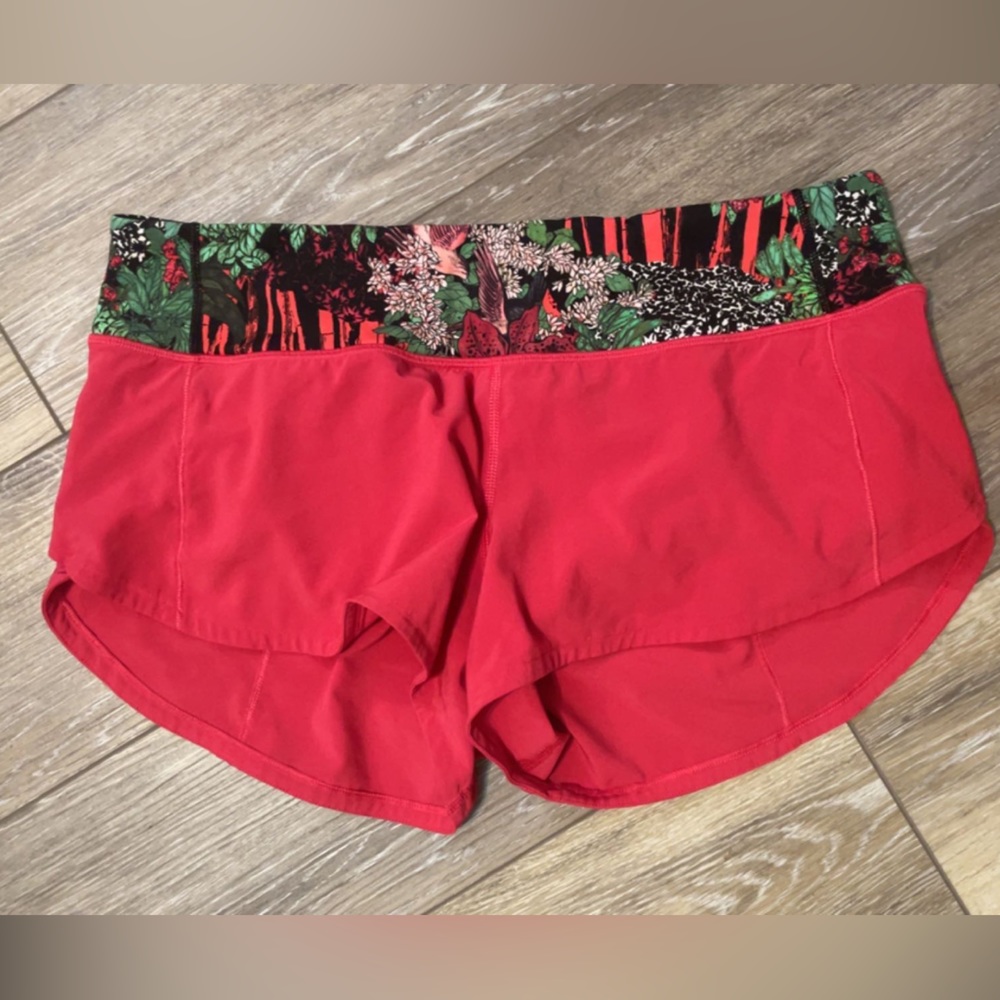 Rosy red/hot pink low rise lululemon shorts